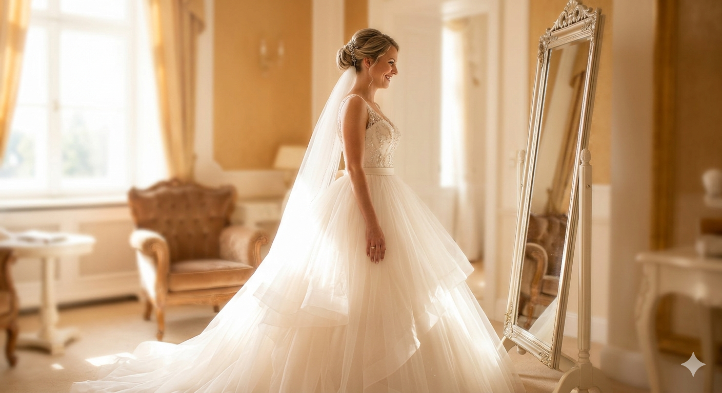 Klassisches Prinzessin-Brautkleid mit Tüll