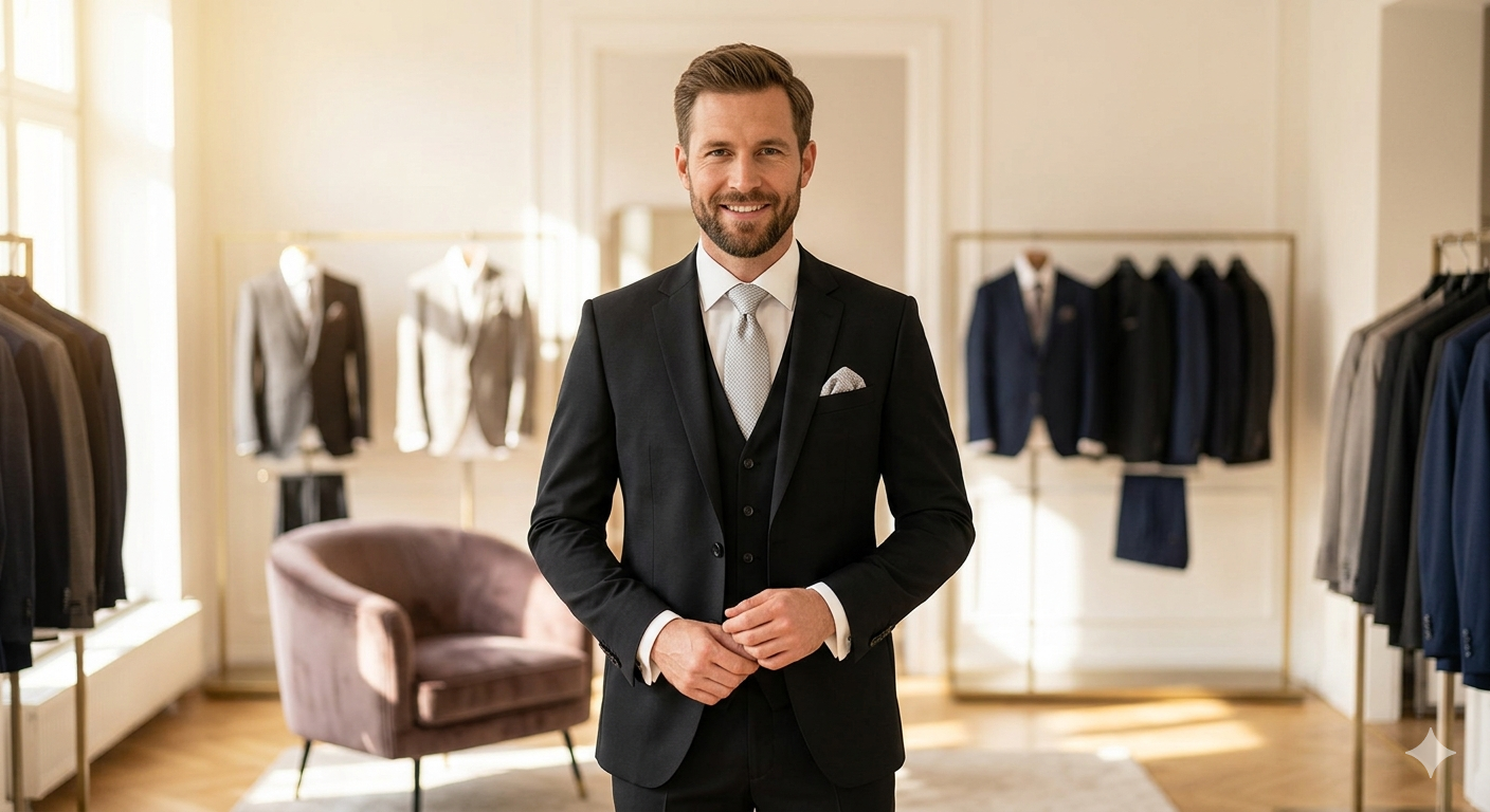 Klassischer Hochzeitsanzug in schwarz